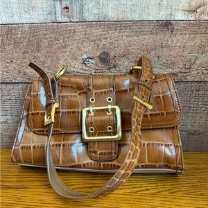 Franco Sarto Brown Crocodile-Embossed Women's Bag